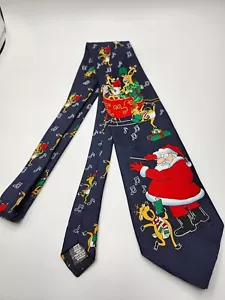Cravatta vintage Yule Greetings Hallmark Santa Caroling cravatta 100% poliestere 58" - Foto 1 di 3