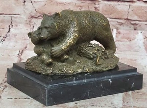 Umarmende Bären Bronze Kunst - signierte Barye Skulptur Sammlerstück Dekoration - Bild 1 von 10