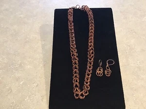 vintage copper necklace choker & Earrings - Picture 1 of 2