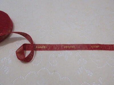 Festive Holiday Red Gold Chanel Packaging Ribbon 36" - Image 1 of 2