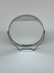 Vtg Metal Round Folding Travel Magnify 2-Sided Mirror w/Stand 5" Japan - Picture 1 of 5