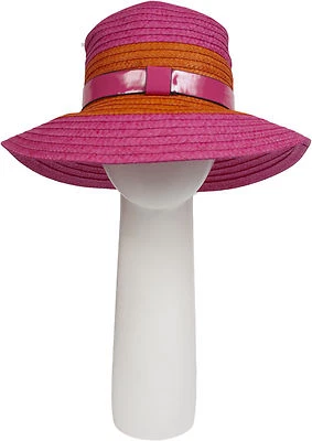 Pia Rossini Malaga Sun Hat Fuchsia and Orange With Contrast Band Summer