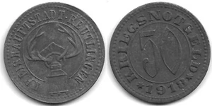 Reutlingen Kreishauptstadt 50 Pf. 1918 Zink Menzel 21553.1 - Bild 1 von 1