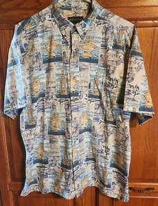 Camisa De Colección Le Coq Sportif Estampado Completo Abotonada Para Hombres LG Pesca Trophey - Imagen 1 de 4