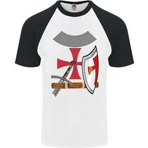 Knights Templar Fancy Dress St Georges Day Mens s/S Baseball T-Shirt - Picture 1 of 50