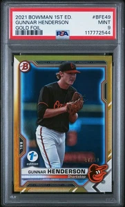2021 Bowman 1st Edition #BFE49 Gunnar Henderson Gold Foil PSA 9 - Bild 1 von 2