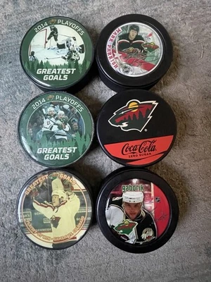 Коллекционные хоккейные шайбы Minnesota Wild лот из 6 сувенирных логотипов НХЛ - Изображение 1 из 4