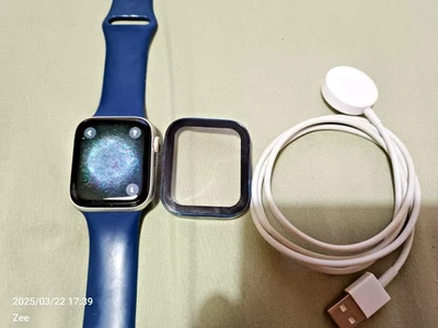 Apple Watch 6 44mm GPS 32GB NFC iOS 26 Silver Blue Sport band - Image 1 of 4