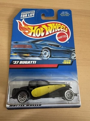 Hot Wheels '37 Bugatti Black/Yellow 1999 Wired Laced Rims Collector #1098 S49 - Image 1 of 2