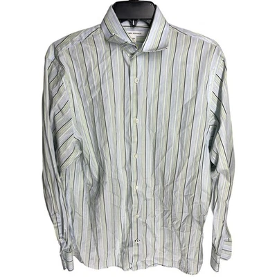 Y2K Banana Republic Button Up Shirt Size M Blue Green Striped 100% Cotton Preppy - Image 1 of 4