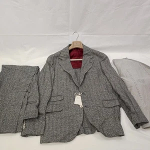 Abito uomo Blazer spinato bianco nero Brunello Cucinelli Tg 50 nuovo - Picture 1 of 8