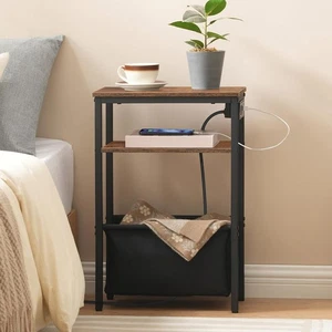 Beistelltisch Beistelltisch mit Ladestation Nachttisch 15,7"L x 7,8"B x 23,6"H - Bild 1 von 9