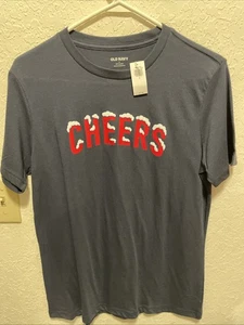 Camiseta para hombre Old Navy gráfica navideña CHEERS azul marino talla pequeña suave lavada - Imagen 1 de 8