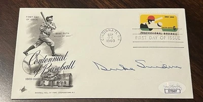 Duke Snider Signed Baseball's 100th Birthday Envelope JSA!! - Image 1 of 3