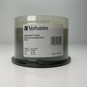 Verbatim 700MB 52X CD-R UltraLife Gold Archival Grade Model 96159 50 Pack Sealed - Picture 1 of 4