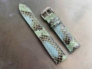 26mm 24 23 22 21 20 19 18 17 16  14 blue black Snake Leather Watch Strap Band - Picture 1 of 11