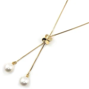 Collar TASAKI Gota Columpio Flor Motivo Slide Estilo 2 Puntos Perla 750YG - Imagen 1 de 12