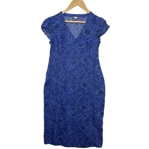 Vestido de lino Jill Love para mujer extra pequeño azul pequeño cachemira floral midi - Imagen 1 de 12