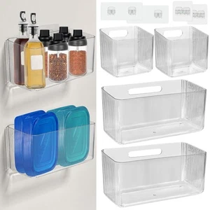4 PCS 2 Size Plastic Adhesive Mount Over Cabinet Door Organizer, Under Sink D... - Picture 1 of 7