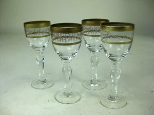 4er Set Vintage American Crystal Corp handgefertigte Kordeln geätzter Goldrand - Bild 1 von 11