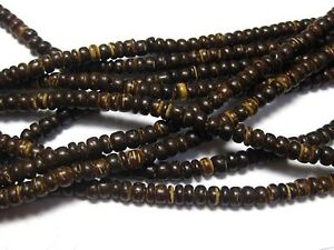 5 Strands of 16" Natural Dark Coconut 5mm Rondelle Beads