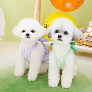 Dog Cat Pet Dresses D-ring Skirt Female Shirt Bowknot Dress Breathable T-Shirt - Picture 1 of 5