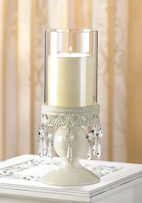 Jeweled Candle Holder Stand Glass Cylinder Lantern Lamp Centerpiece Home Decor - Image 1 of 4