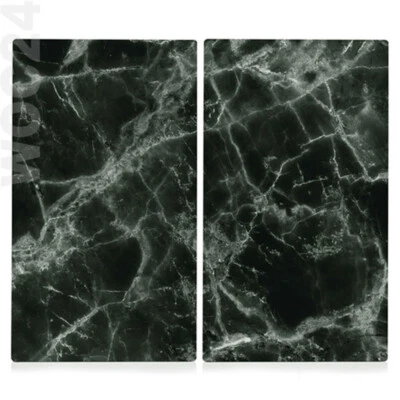 ZELLER 2-teilig 30x52 Herdabdeckung Herdabdeckplatte Ceranfeld Schwarz Glas Marmor