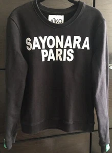 SWEATSHIRT AIKO SAYONARA PARIS WOMEN'S - SIZE XS - BLACK - GENTLY USED  - Picture 1 of 5
