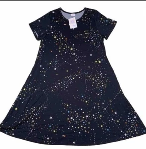LuLaRoe Womens Dress Size 2XL Jessie Black Stars Constellations Space 2X XXL NWT - Picture 1 of 3