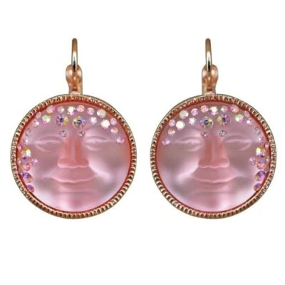 PENDIENTES KIRKS FOLLY SEAVIEW DIOSA LUNA 20MM PALANCA TRASERA TONO ORO ROSA ROSA Foto 1 de 2