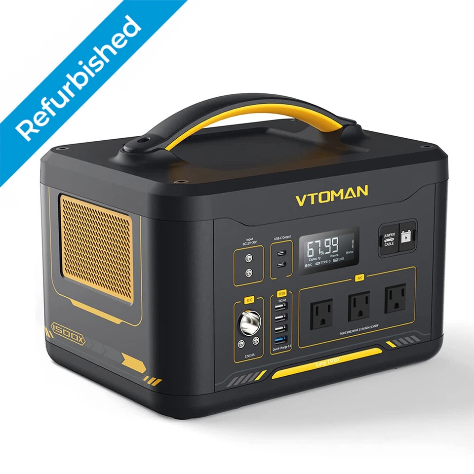 VTOMAN Jump 1500X Portable Power Station 1500W 828Wh Refurbished Solar Generator - Image 1 of 4