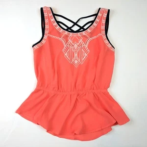 E (colgador) M Coral Tanque Tirantes Espalda Bordado Detalle Festival Talla Mujer S - Imagen 1 de 7