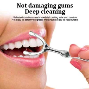 Palillo de dientes de acero inoxidable reutilizable con hilo dental limpiador dental portátil - Imagen 1 de 3