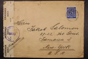 Germany 1946 75pf Numeral Censor Cover to NY - L40813 - Picture 1 of 2