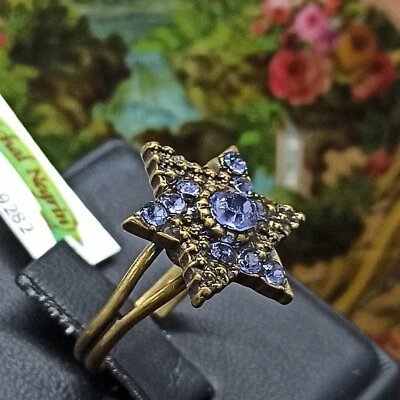 Anillo Michal Negrin Estrella de David Firmado con Cristales de Estrás Púrpura Regalo Nuevo con Etiquetas Foto 1 de 4