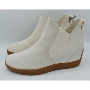 Sorel Womens Size 11 Out N About Slip On Chalk White Suede Wedge Booties Shoes - Picture 1 of 12