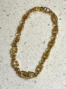 CHRISTIAN DIOR Bracelet Bangle Chain AUTH Logo Vintage CD F/S Gold　A246 - Picture 1 of 11