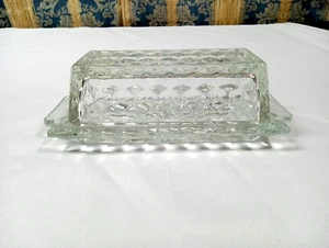 Indiana Glass Whitefall Clear Rectangular Covered Butter Dish - Picture 1 of 5