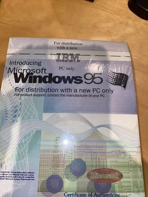 WINDOWS 95 ORIGINAL MICROSOFT Floppy Disks! Full Package W/Certificate of Authen - Image 1 of 2