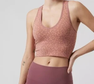 Athleta Women's Aurora Crop Rib Tank Small Ocelot Spot Bright Peach - Picture 1 of 8