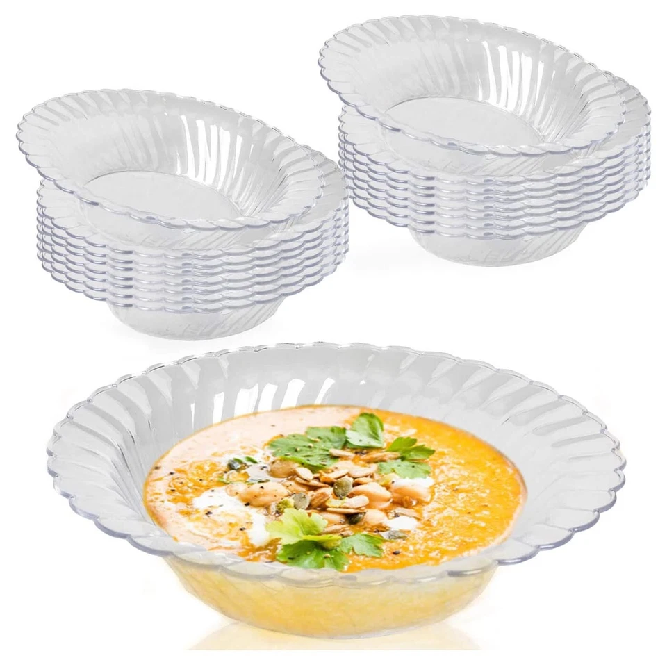 Disposable Plastic Round Soup Bowls, Vintage Flair Salad/Dessert Bowls 180pcs - Image 1 of 2
