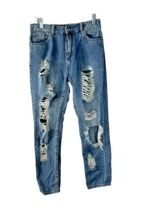 Forever 21 Junior Women’s Size 26 Denim Blue Jeans Pants 5 Pocket Distressed - Picture 1 of 5