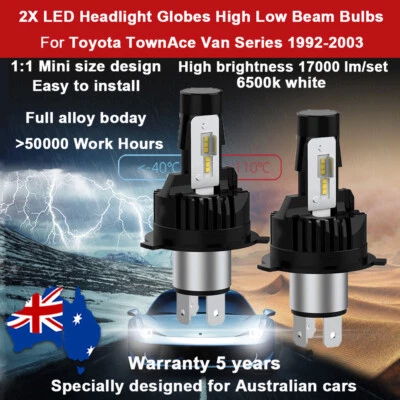 For Toyota TownAce Van 1999 2000 2001 2002 2X Headlight Globes High Low Beam 12V - image 1 of 4