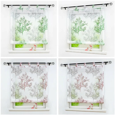 Raffrollo Raffgardine Schlaufen Fenstervorhang Scheibengardinen Durchscheinend - Bild 1 von 4