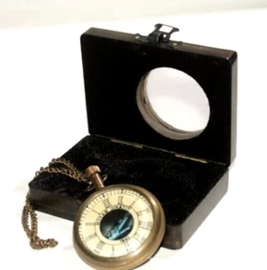 Antique vintage maritime brass pocket watch working kelvin & hughes & wooden box - Picture 1 of 6