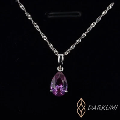 Alejandrita creada en laboratorio de 1,63 quilates con collar de plata de ley 925 piedra de nacimiento de junio Foto 1 de 4