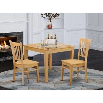 East West Furniture Table And Chairs Set Oak Wood Seat 3 Square - Image 1 of 4