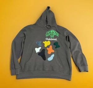 Oakland Felt Pullover Hoodie Sweatshirt Brown XL - Picture 1 of 5