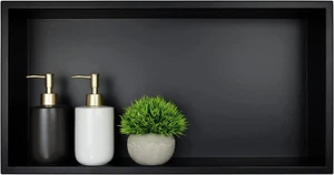 Stainless Steel Shower Niche 24" X 12" Matte Black No Tile Needed Recessed Black - Picture 1 of 7